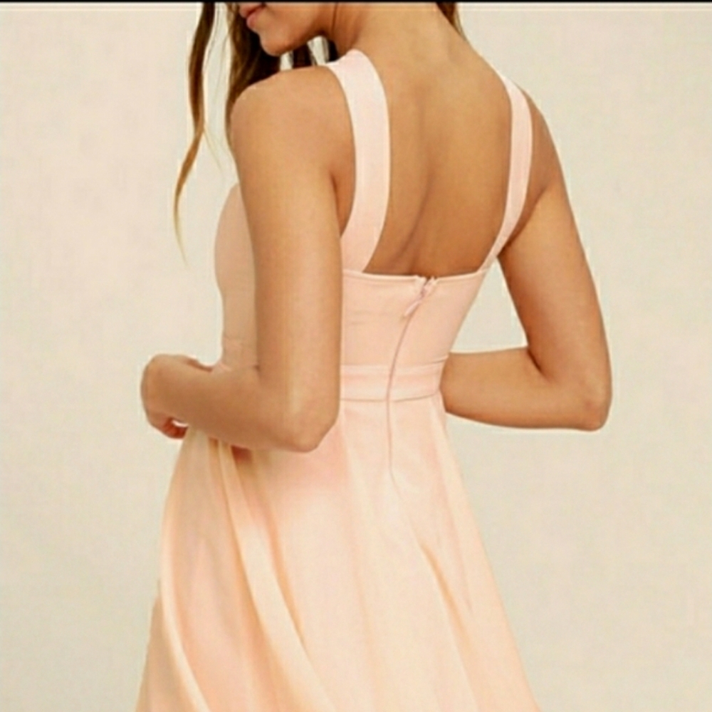 Lulus NWT small peach forevermore halter skater fit and flare mini dress - Picture 12 of 13